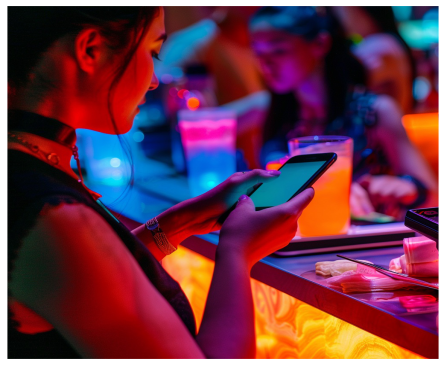 Staff revisando tarjeta cashless de una persona.